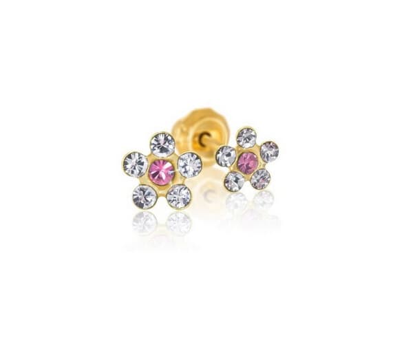 INVERNESS EAR RING 226E/C 14KT YELLOW GOLD CRYSTAL W/ROSE