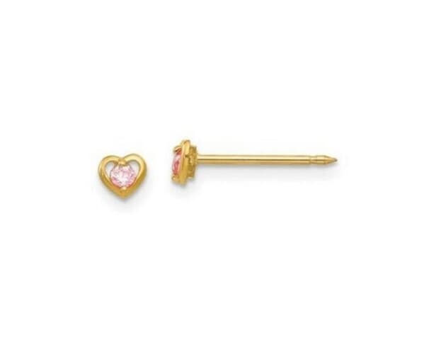 INVERNESS EAR RING 849E 14KT YELLOW GOLD FS HEART W/PK CZ