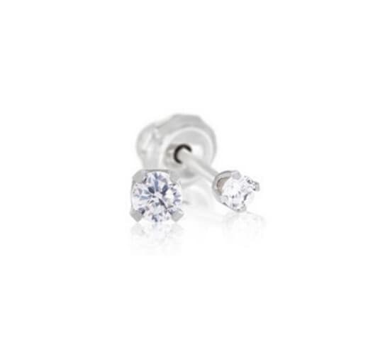 INVERNESS EAR RING 128T 10KT WHITE GOLD 2MM CZ