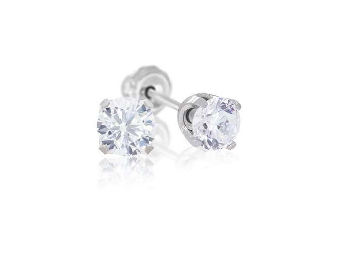 INVERNESS EAR RING 353E/C PALLADIUM PLATE 7MM CZ