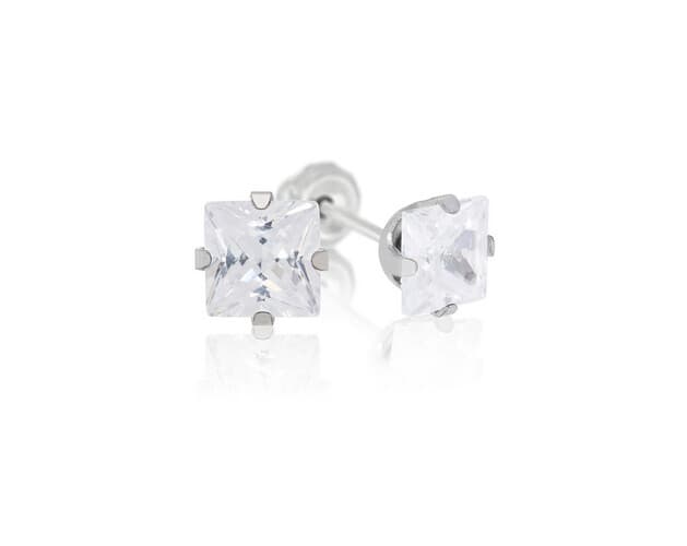 INVERNESS EAR RING 355C/E 7MM PALLADIUM PLATE SQUARE CZ