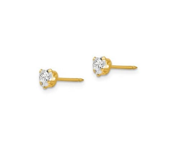 INVERNESS EAR RING 472E 14KT 4MM CLEAR HEART