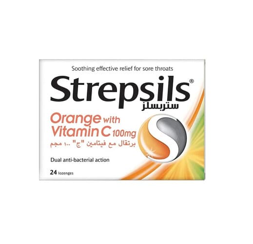STREPSILS ORANGE WITH VITAMIN C 100MG 24PCS