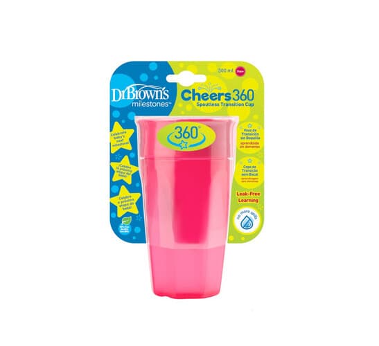 DR. BROWN'S CHEERS 360 CUP PINK/BLUE DECO 9M+ 300ML